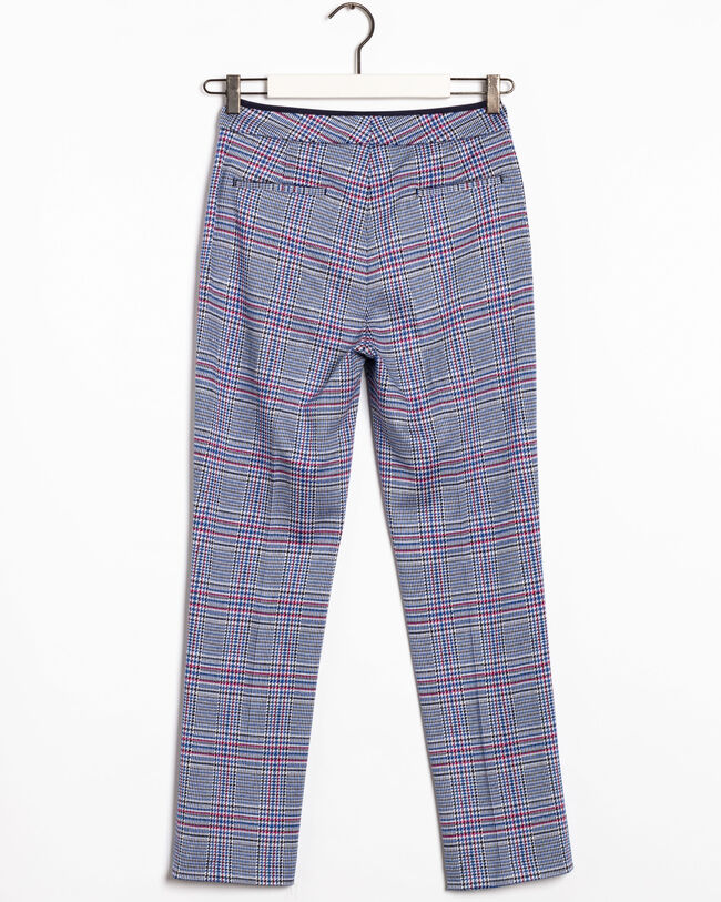 Calças cigarette em jersey axadrezado