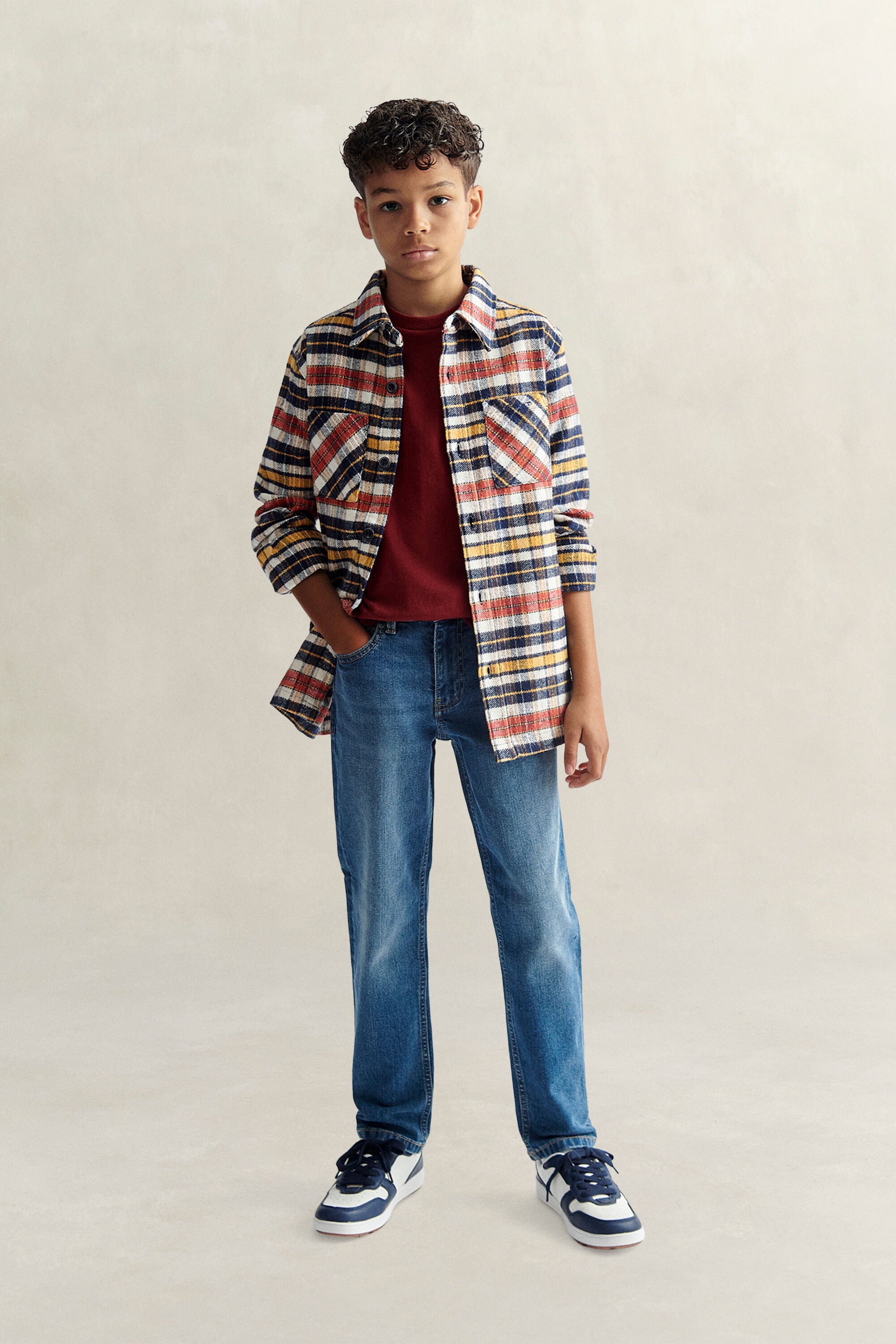 Sobrecamisa com padrão de xadrez Teen Boys