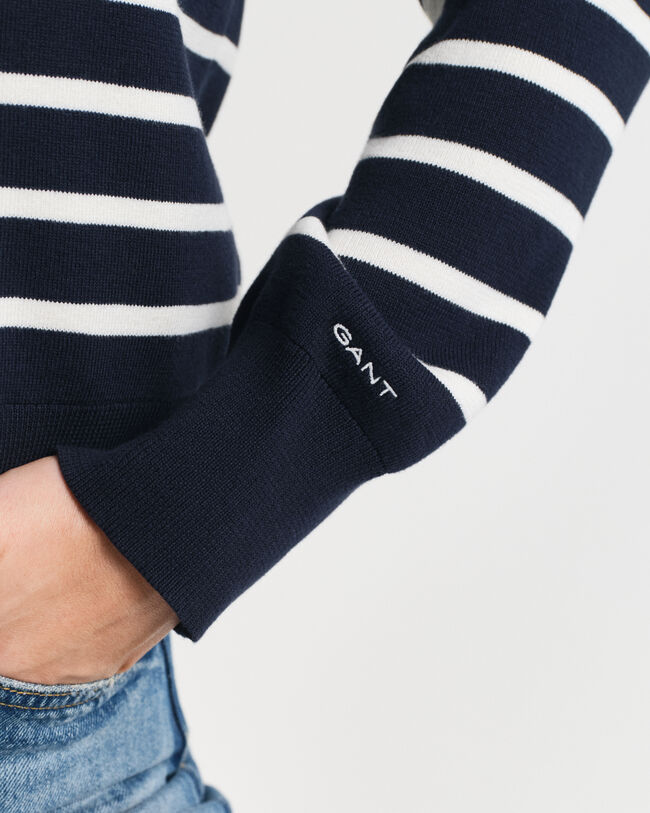 Casaco de malha de algodão às riscas