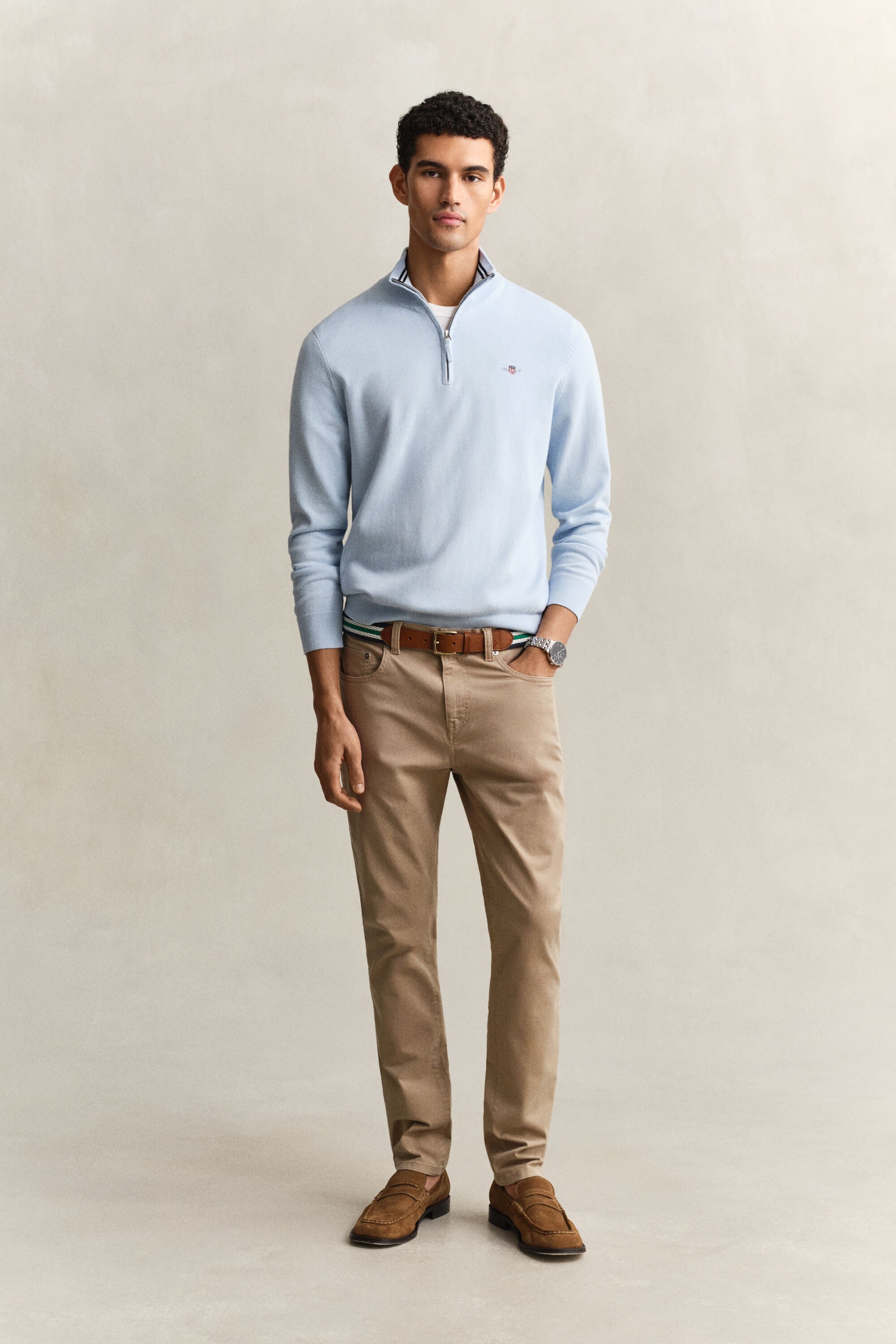 Sweatshirt com meio fecho em algodão clássico