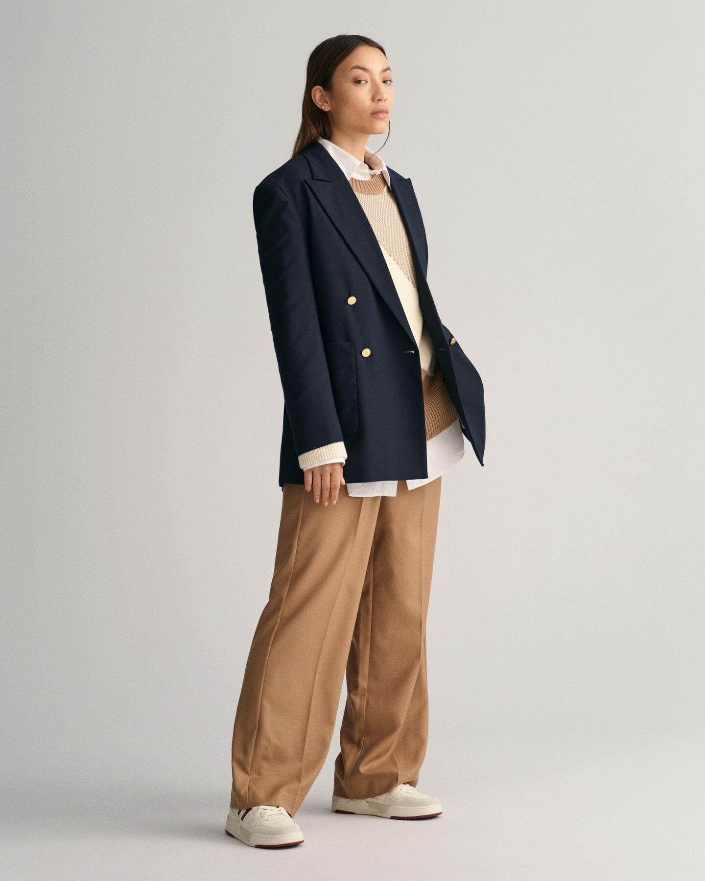 Pulover com decote redondo em algod&atilde;o Color Blocked