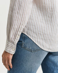 Camisa de linho às riscas regular fit