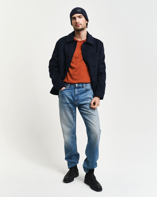 Camisola de malha com decote redondo em l&atilde; de merino extrafina