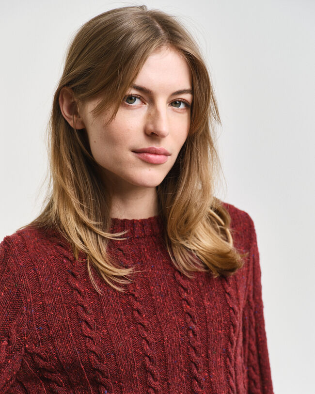 Camisola de malha entran&ccedil;ada com decote redondo Nepps