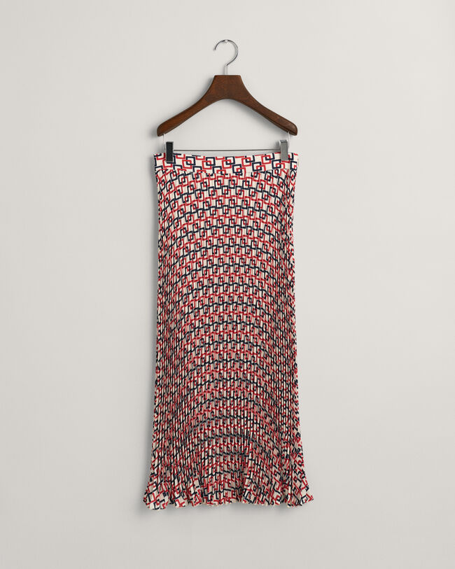 Saia plissada com estampado geom&eacute;trico