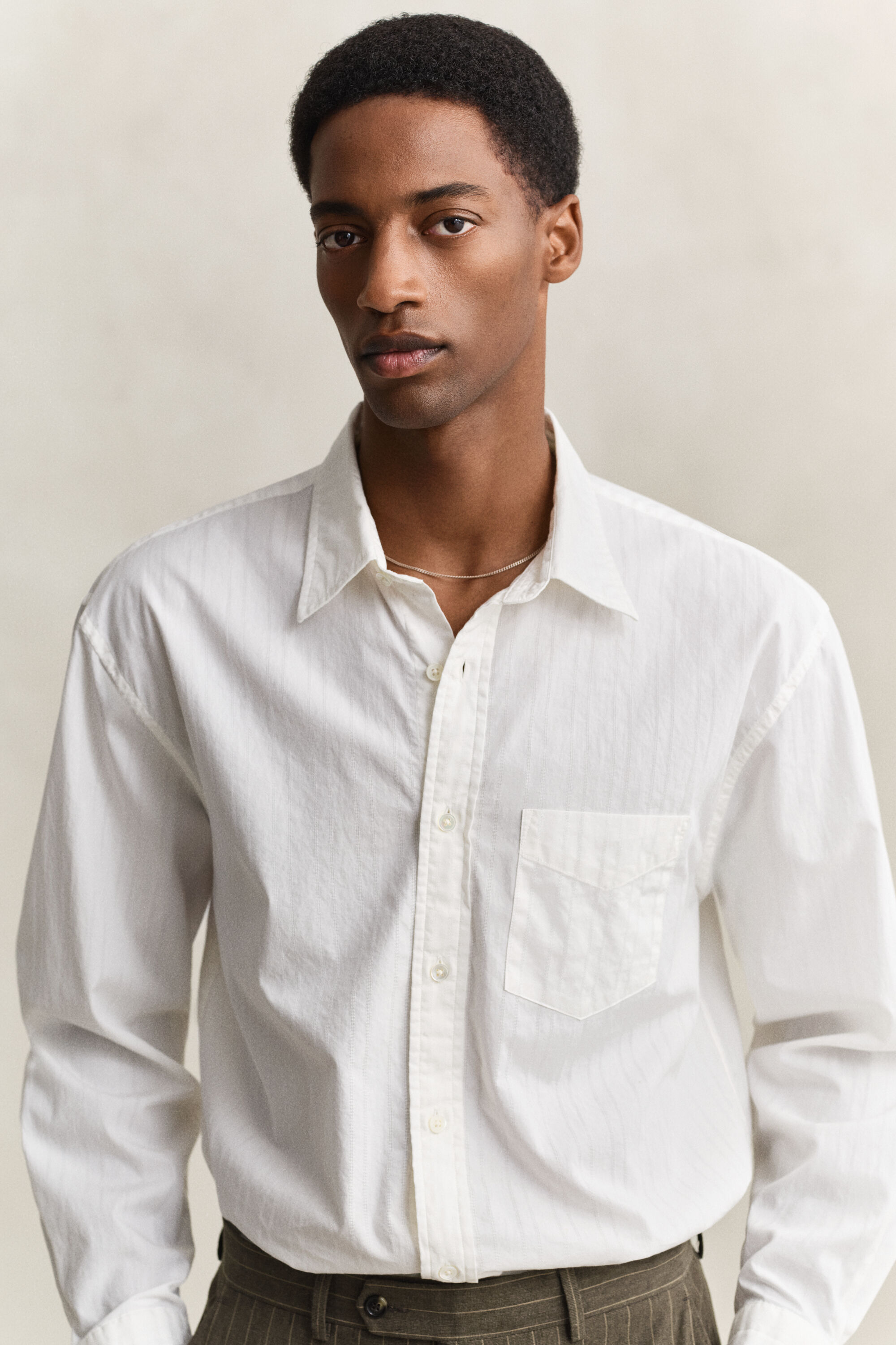 Camisa às riscas Dobby relaxed fit