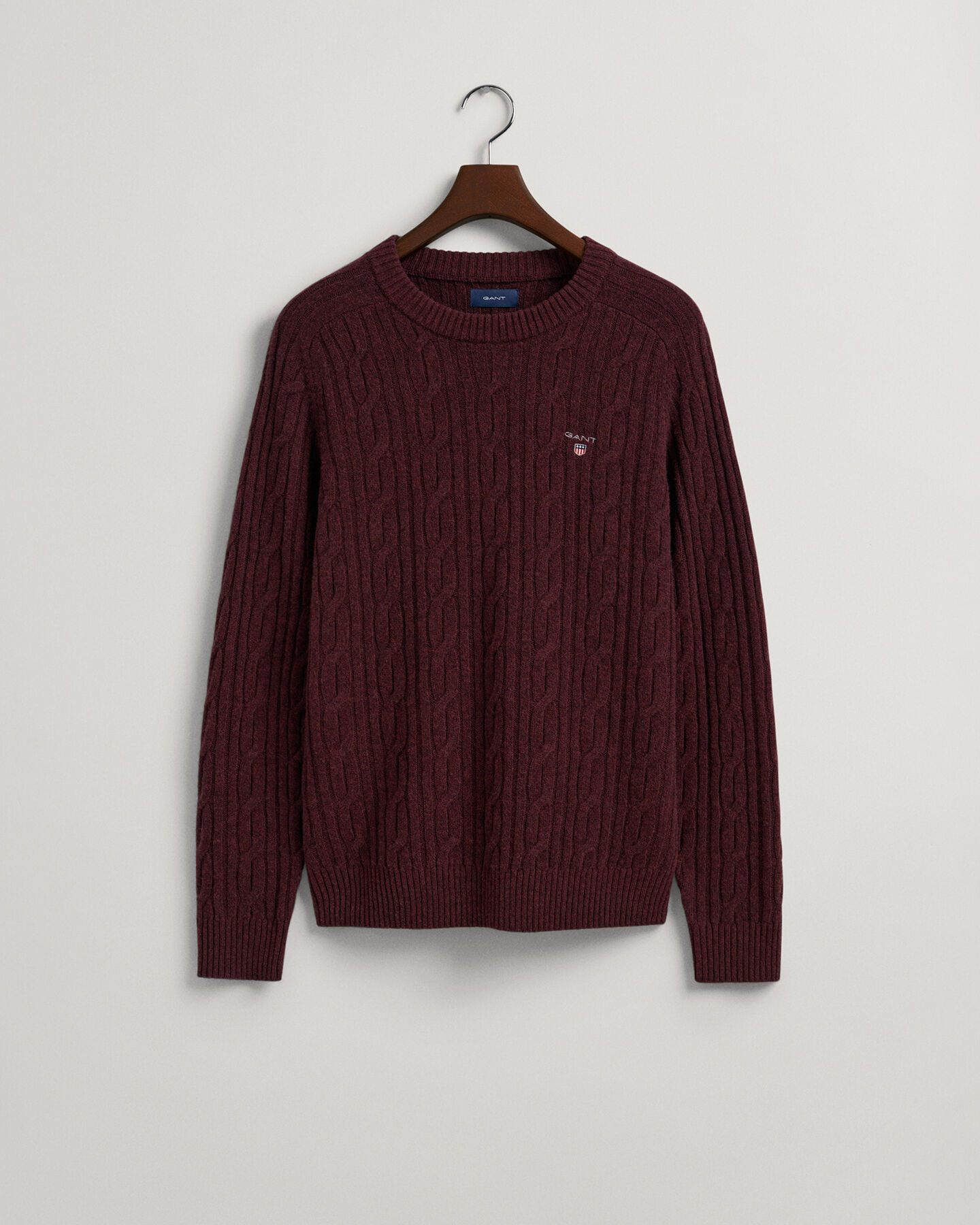 Pulover com decote redondo em l&atilde; entran&ccedil;ada