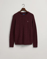 Pulover com decote redondo em l&atilde; entran&ccedil;ada