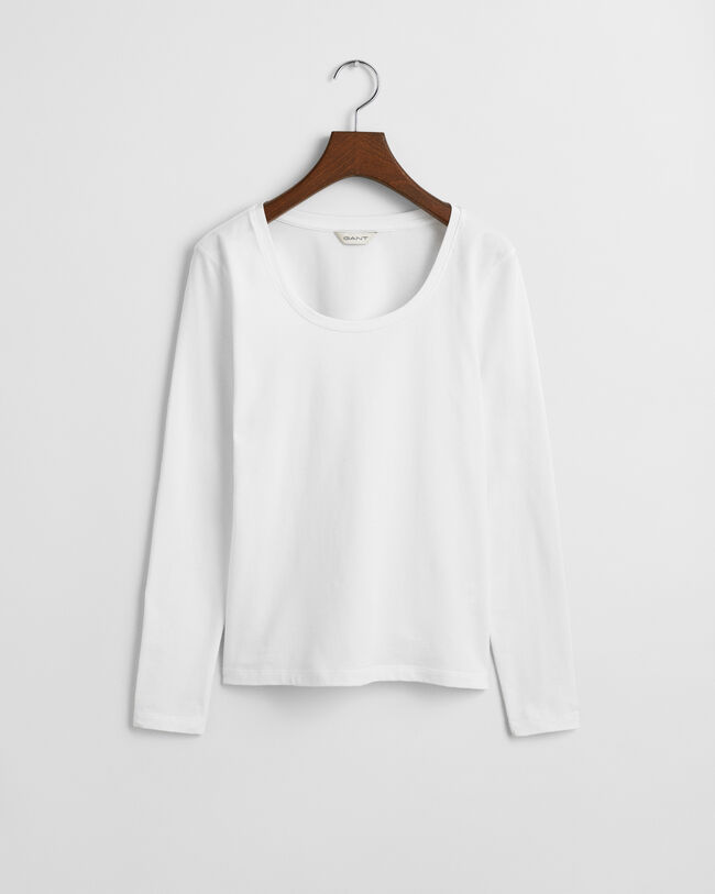 Camisola de manga comprida com decote redondo profundo