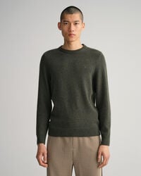 Pulover com decote redondo em malha de neps mesclada