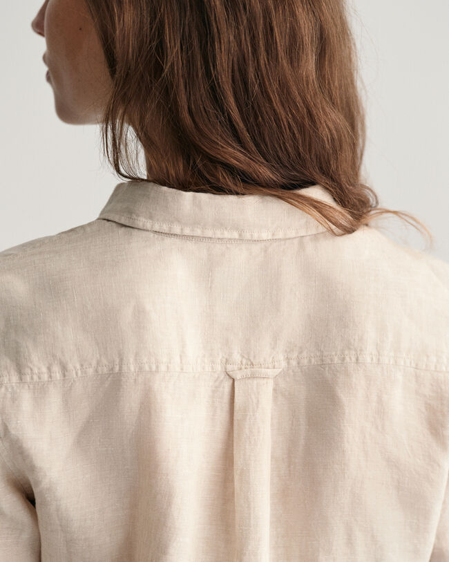 Camisa em chambray de linho regular fit