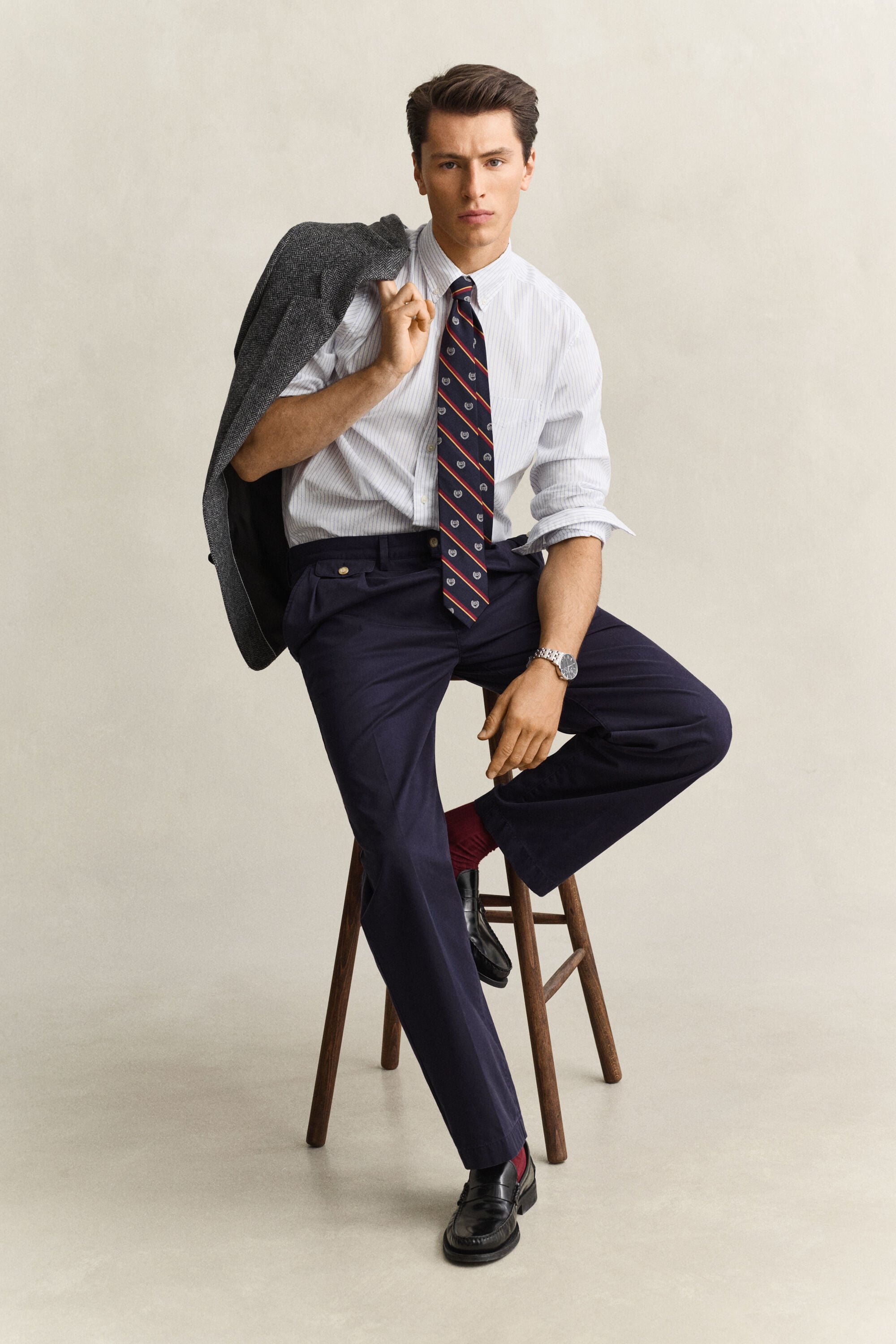 Camisa Oxford às riscas Gant x Yale