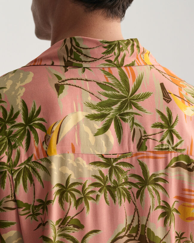 Camisa de manga curta Hawaiian Print relaxed fit
