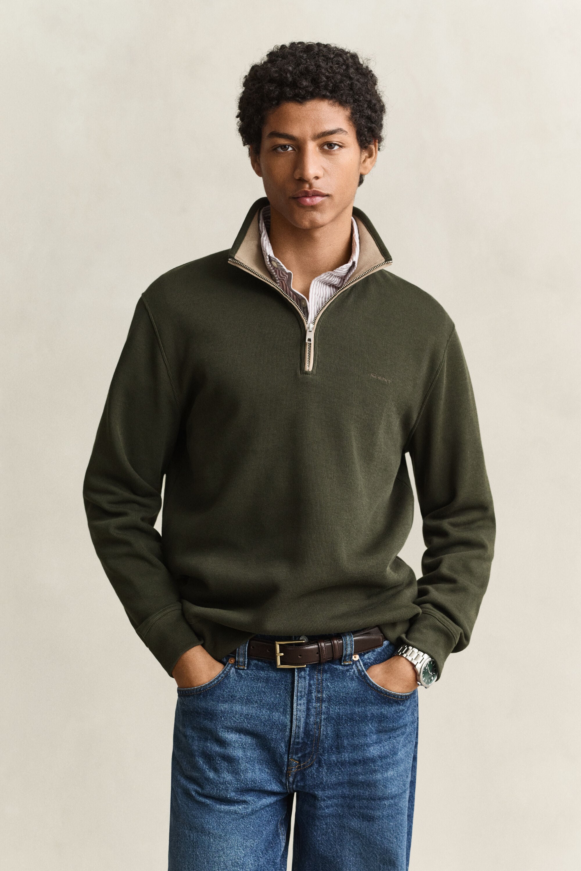 Sweatshirt com meio fecho Sacker Rib