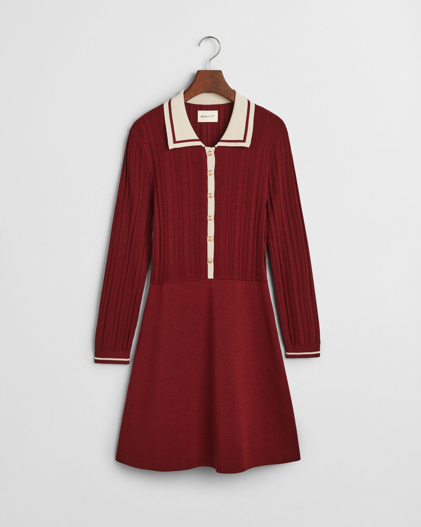 Vestido em malha canelada Contrast