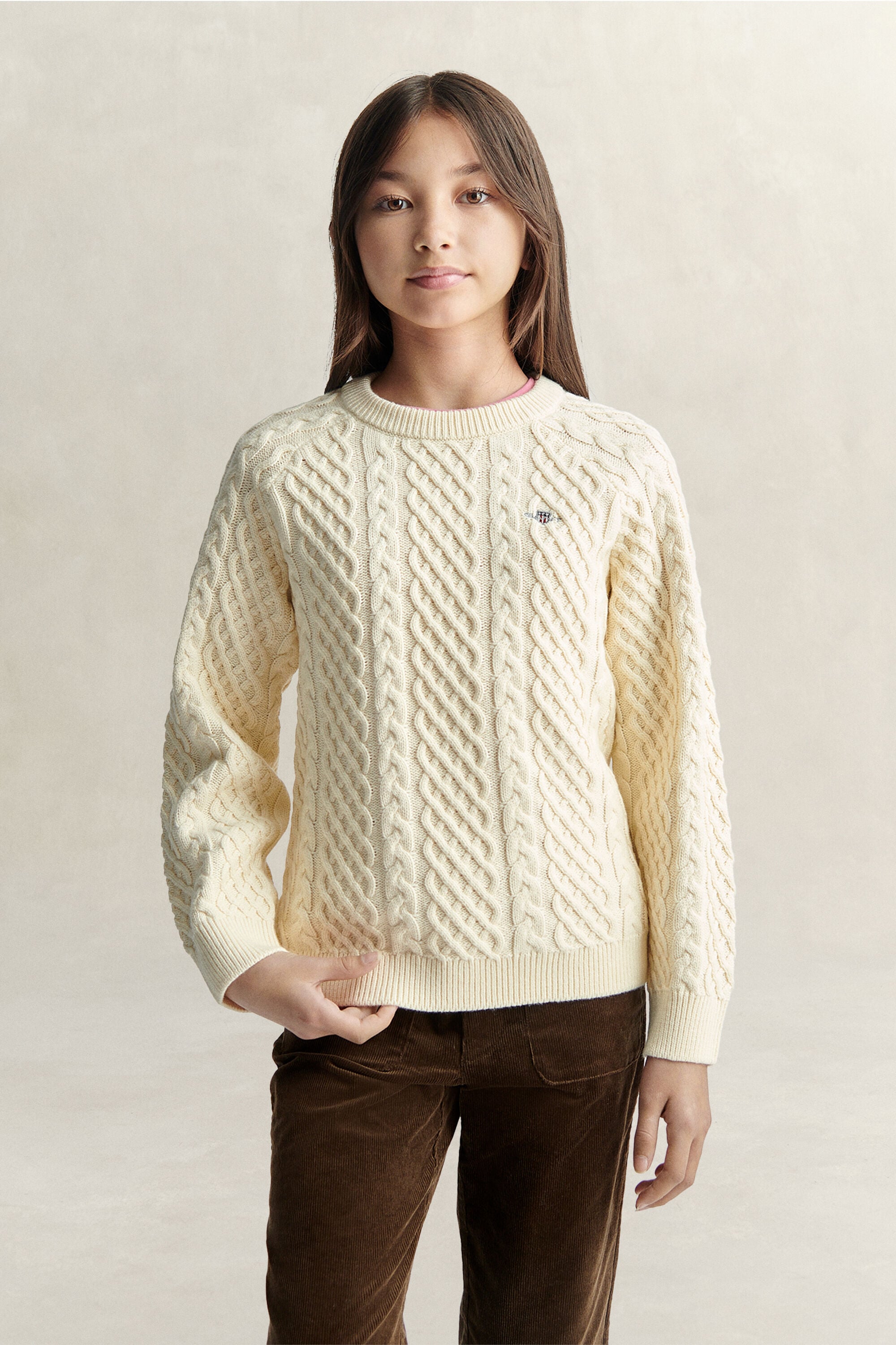 Camisola de malha entrançada grossa Teen Girls