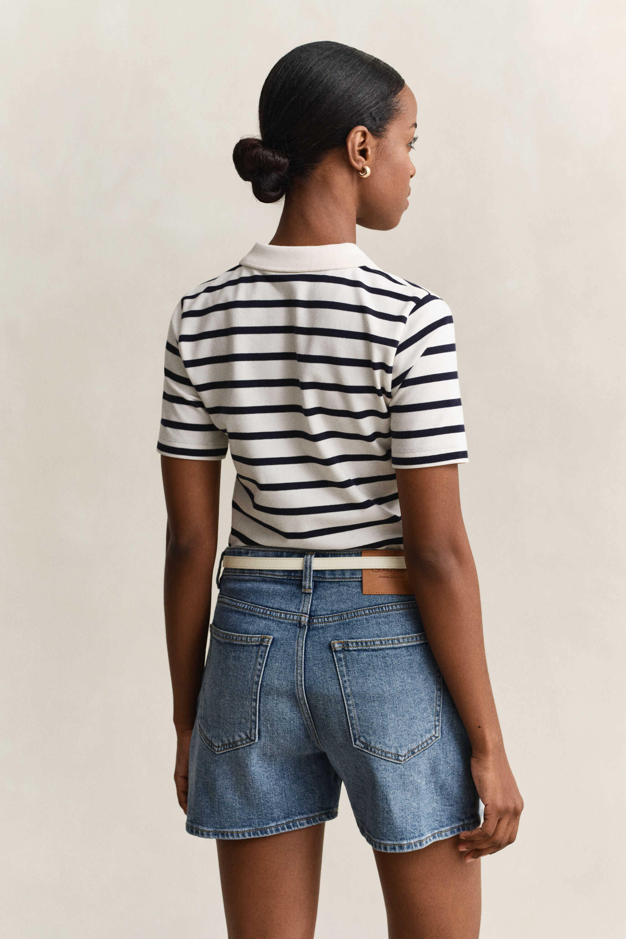 Polo em algodão piqué às riscas