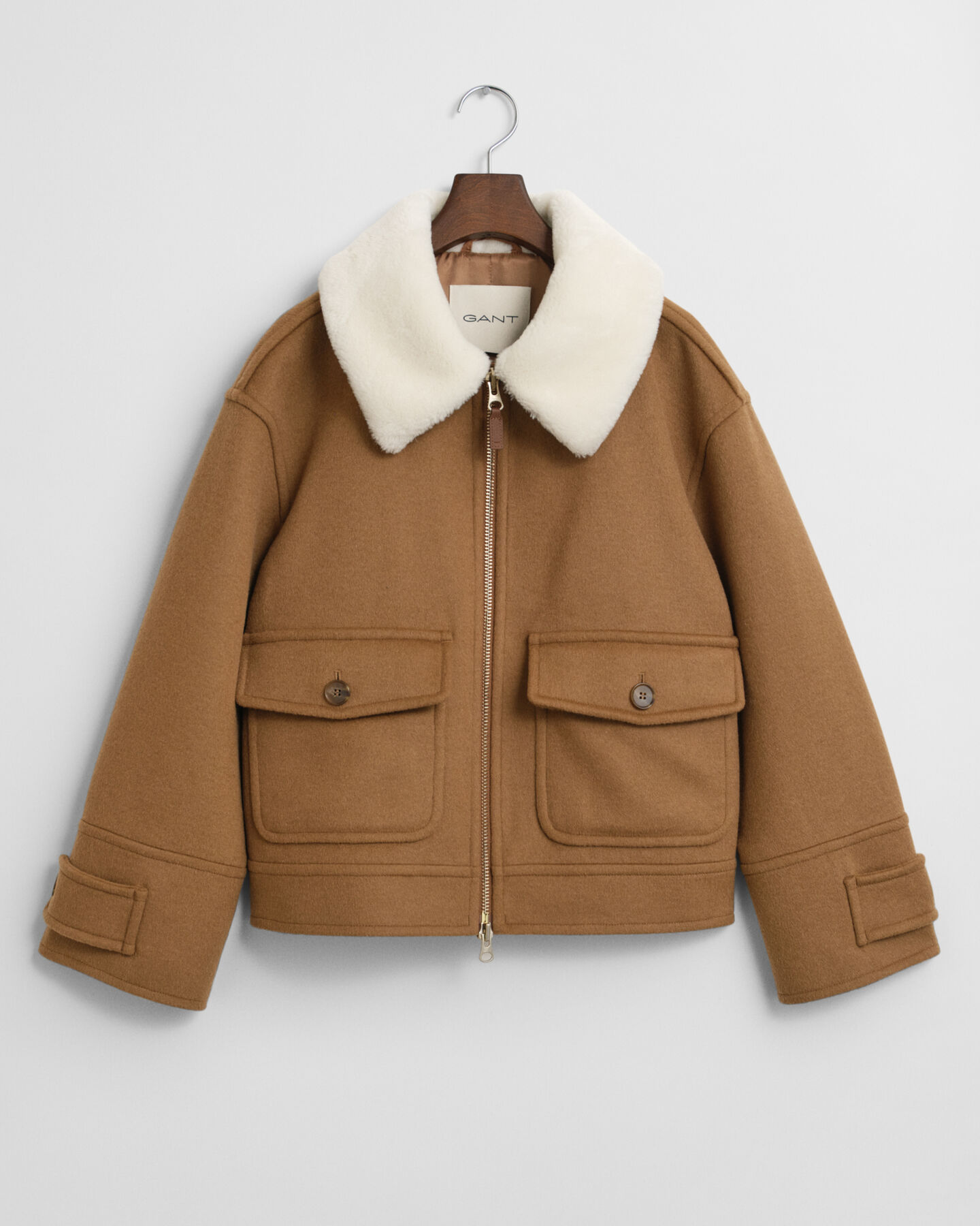 Casaco de aviador em mistura de lã