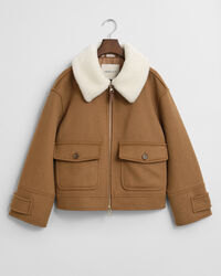 Casaco de aviador em mistura de lã