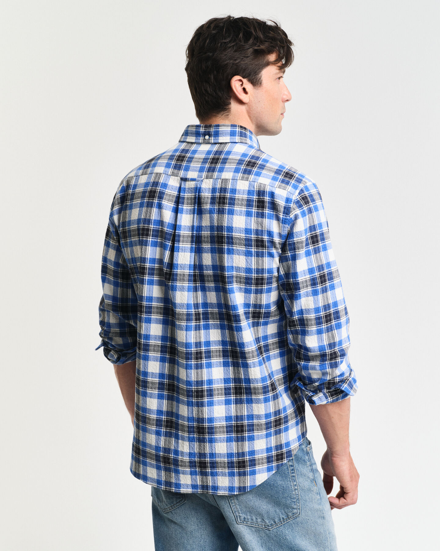 Camisa texturizada com padrão de xadrez regular fit