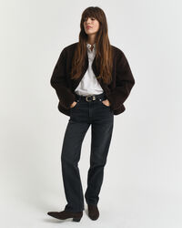 Calças de ganga com elastano e perna a direito