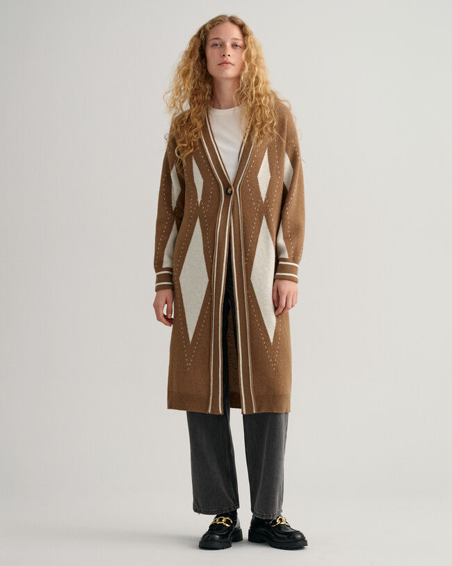 Casaco de malha comprido Argyle