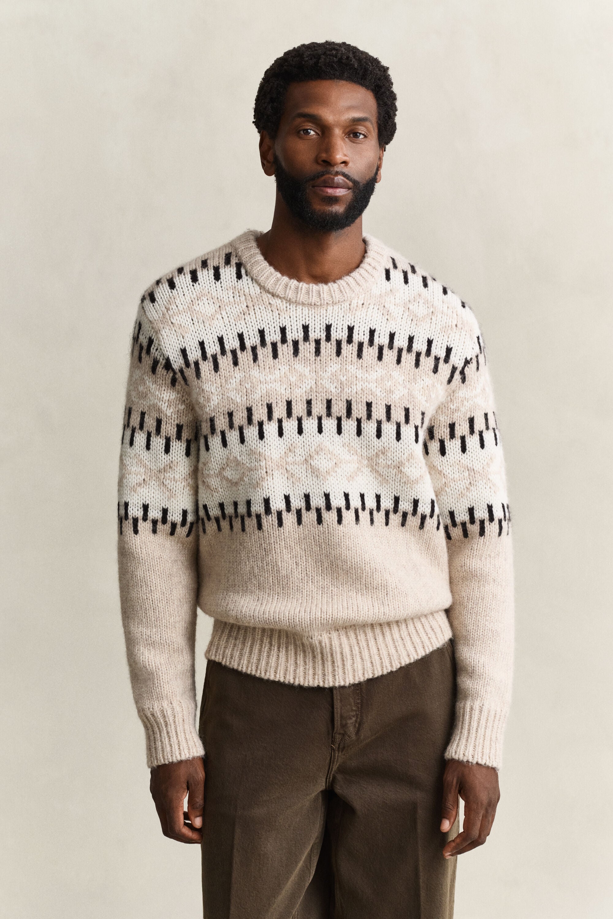 Camisola de malha Jacquard em mistura de lã de alpaca