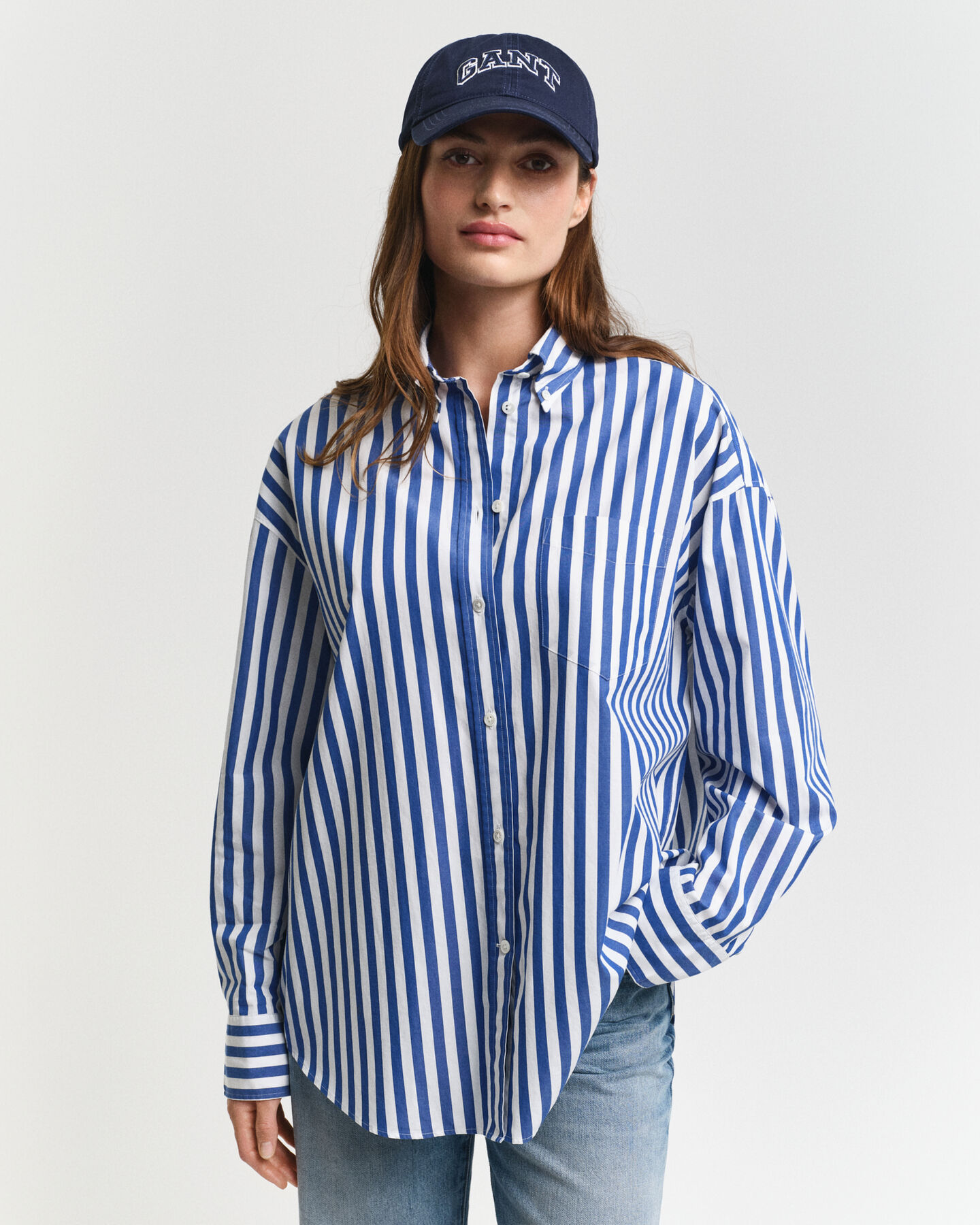Camisa em popelina às riscas Classic oversized