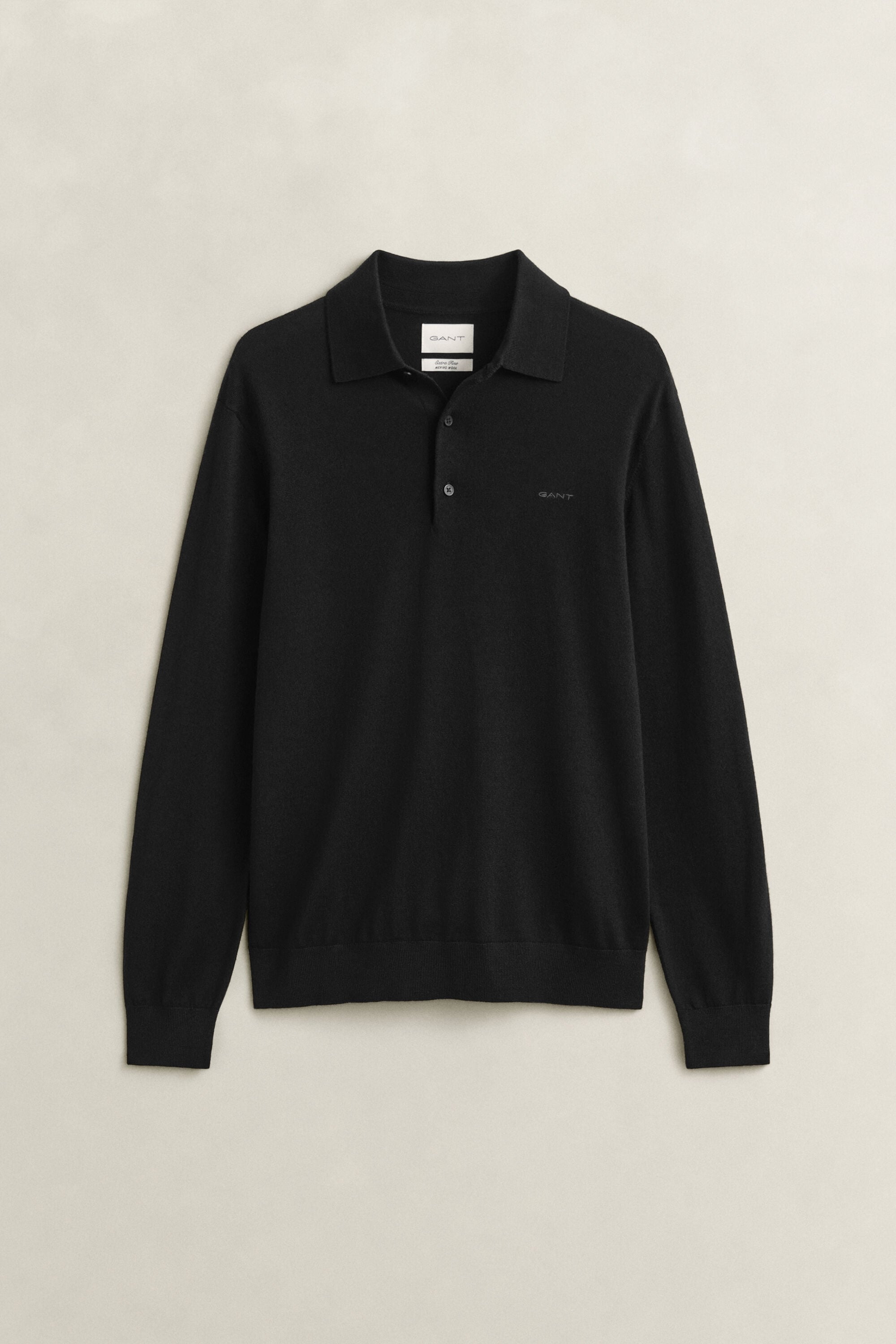 Camisola de malha estilo polo em lã de merino extrafina