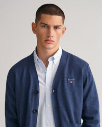 Casaco de malha com decote em V de algod&atilde;o Classic