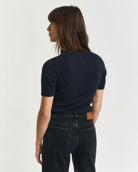 Camisola de malha entrançada em algodão com elastano