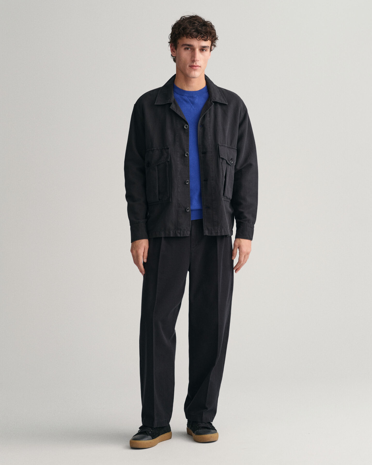 Pulover com decote redondo em algod&atilde;o fino