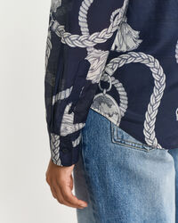 Camisa em seda e algodão Sailing Print regular fit