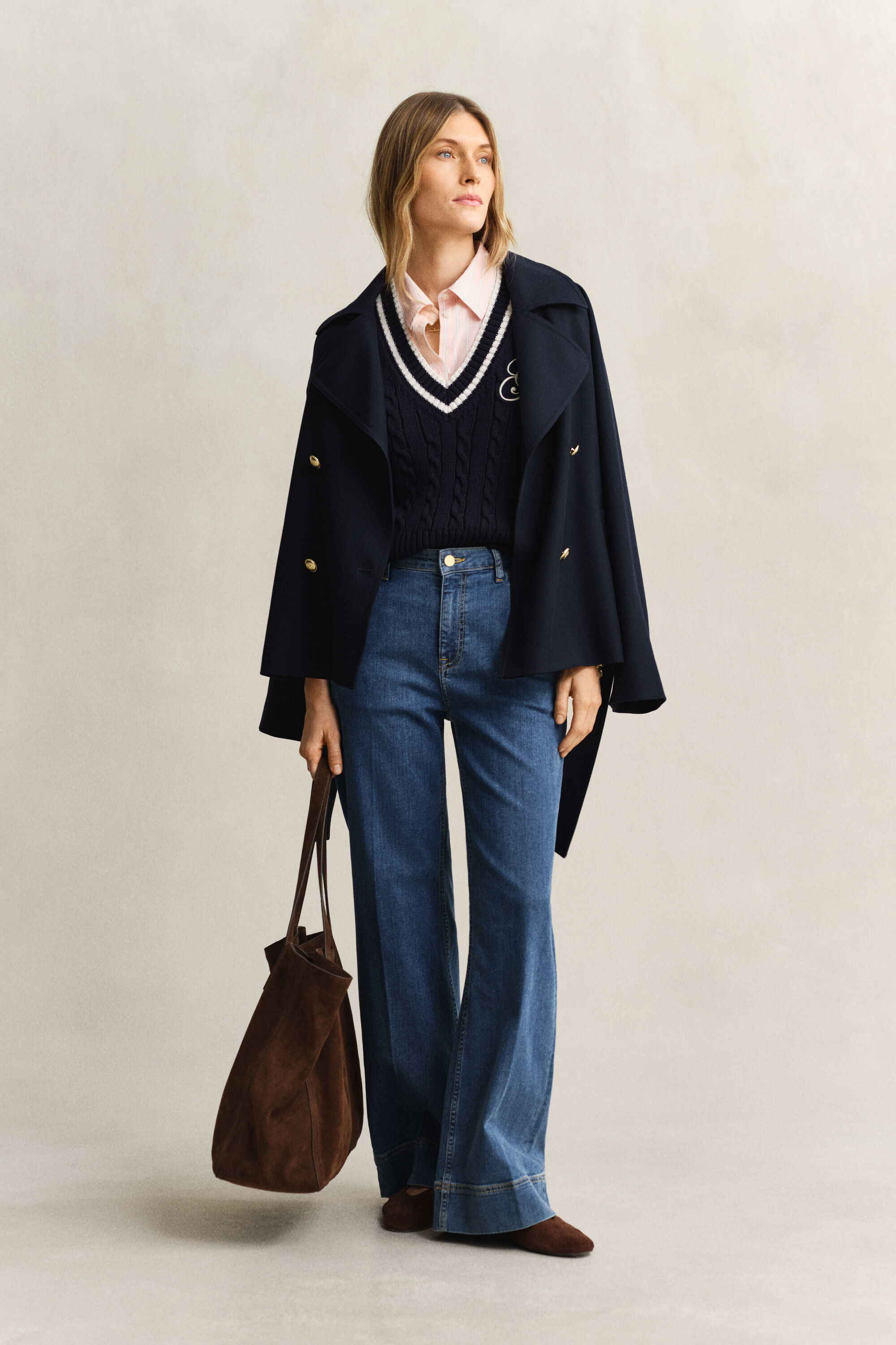 Colete em malha entrançada de algodão