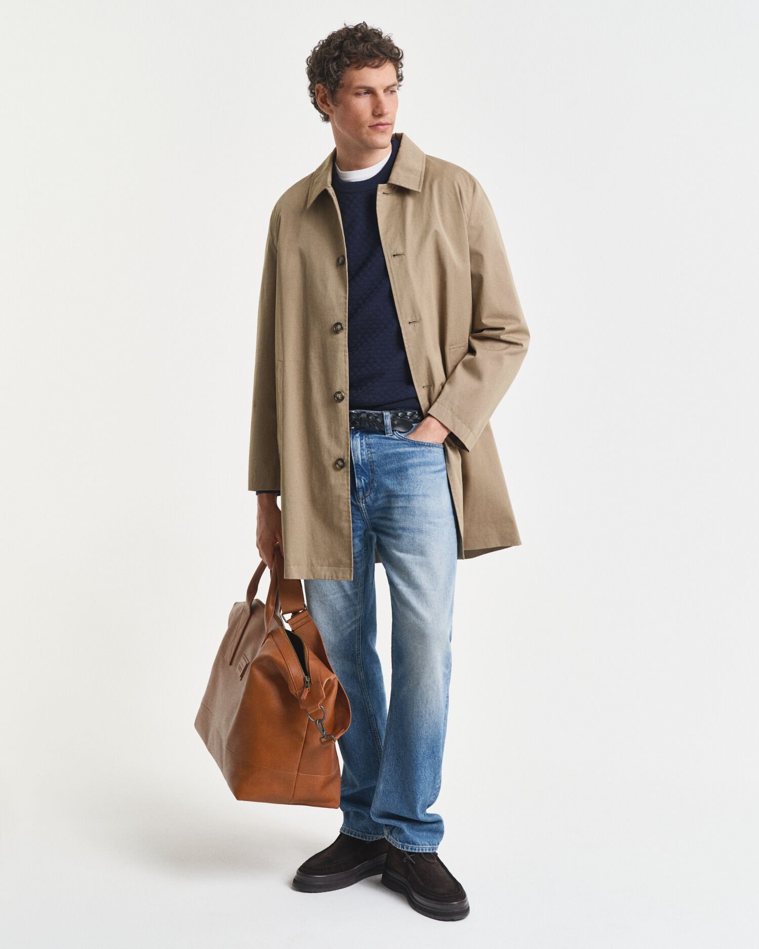 Camisola de malha microtexturizada com decote redondo