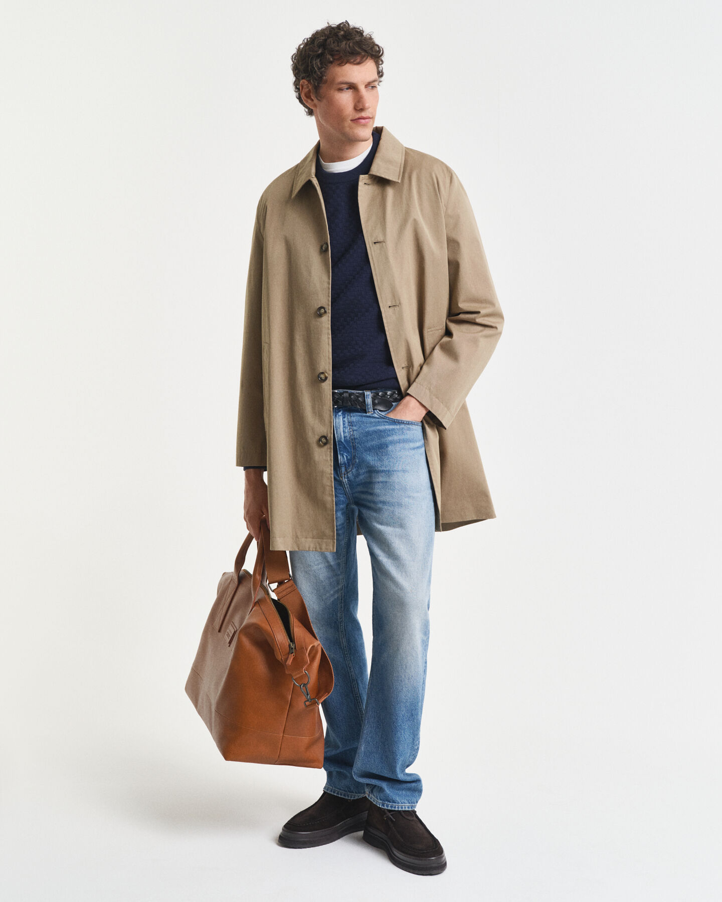 Camisola de malha microtexturizada com decote redondo