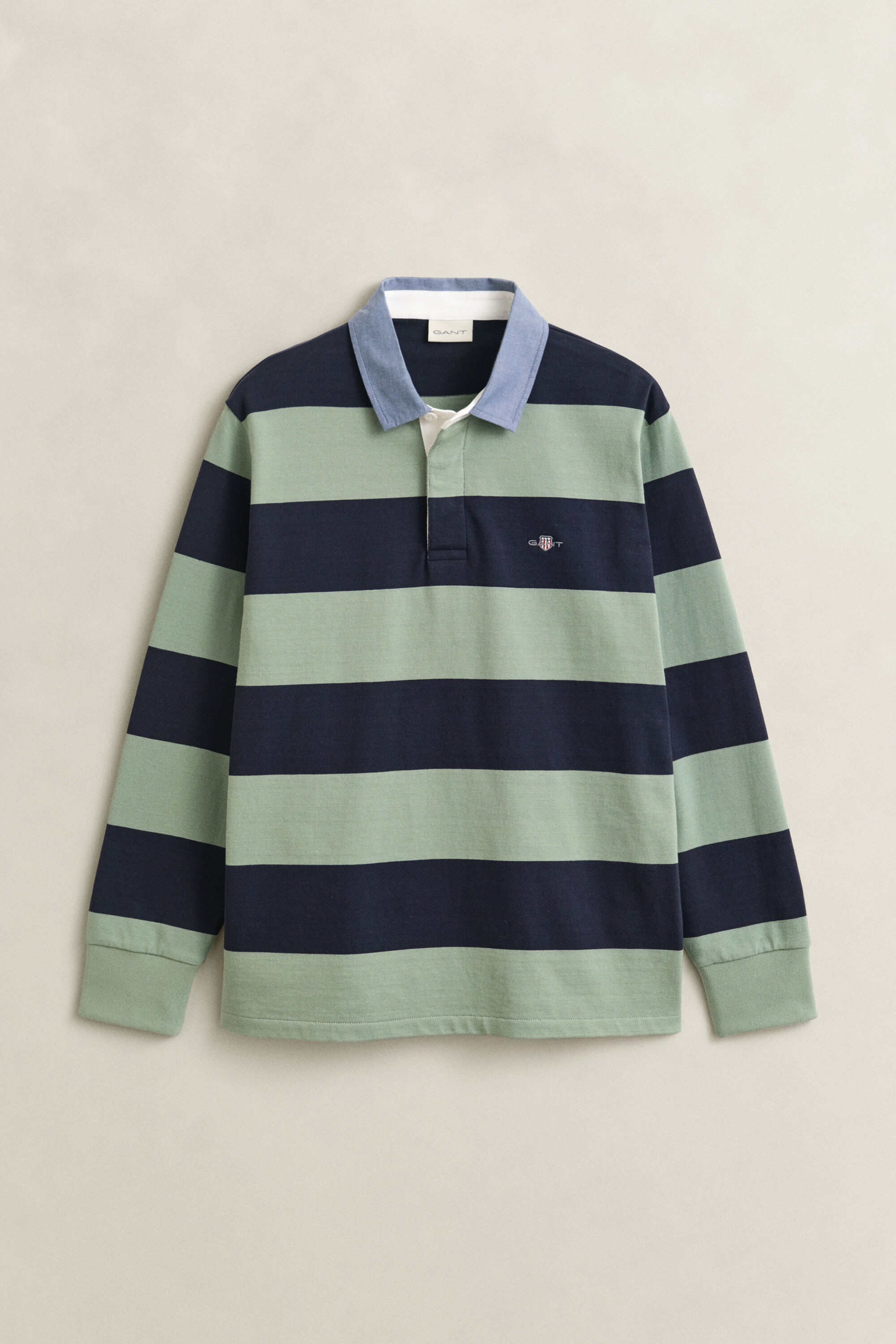 Heavy Rugger às riscas com colarinho em chambray