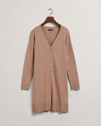 Casaco de malha comprido com decote em V em mistura de linho