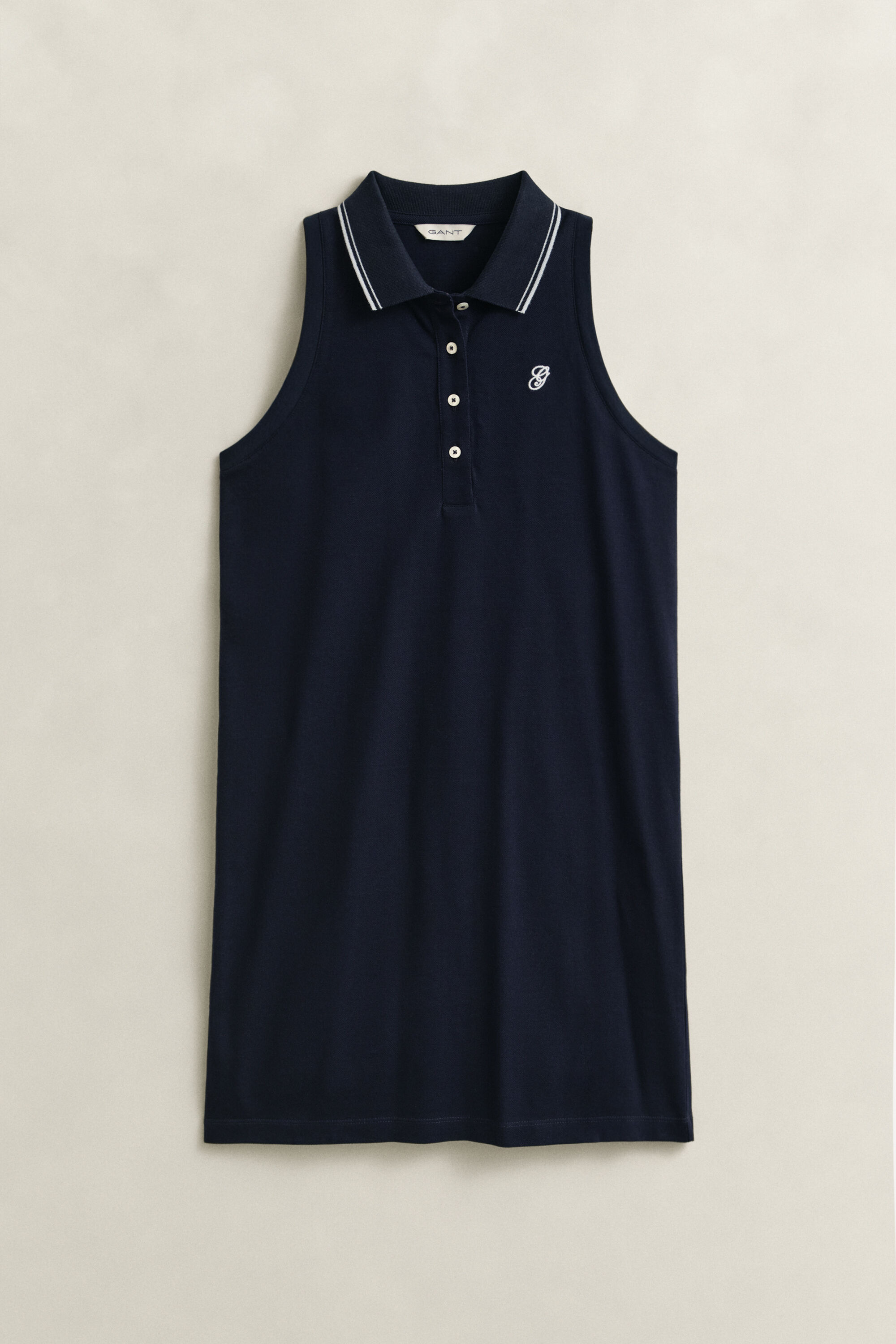 Vestido-polo sem mangas em algodão piqué
