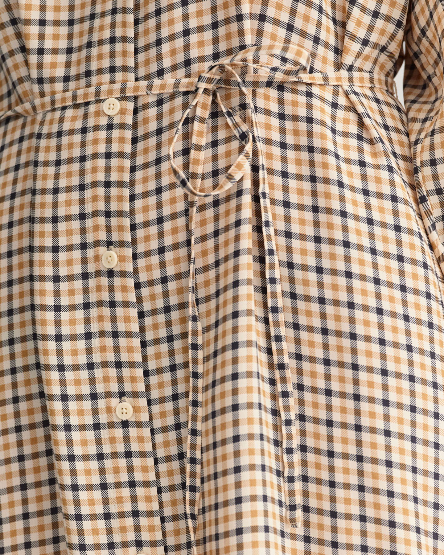 Vestido-camisa com gola estilo mao em padrão xadrez