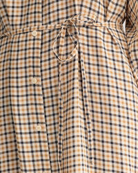 Vestido-camisa com gola estilo mao em padrão xadrez