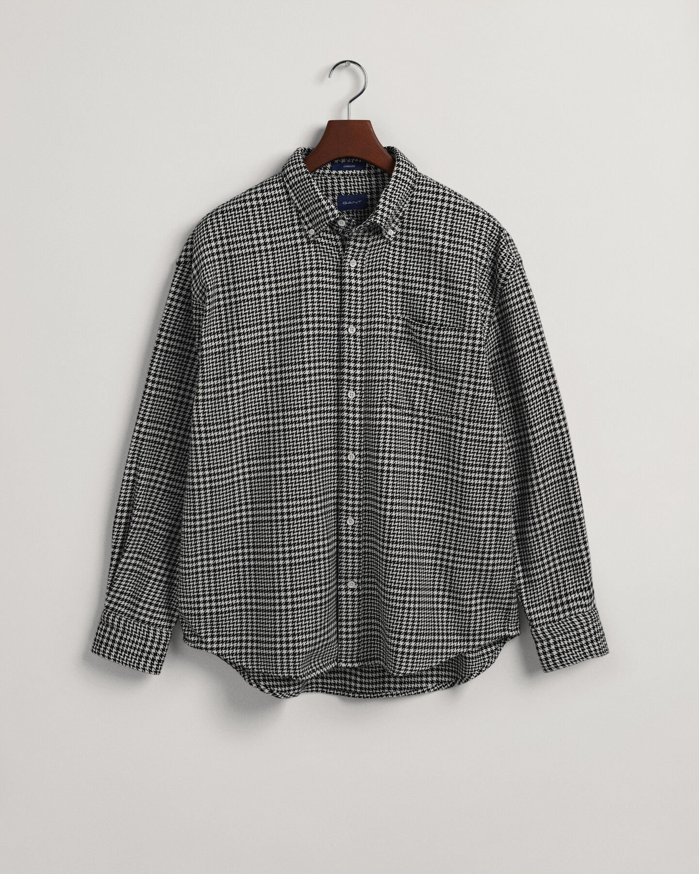 Camisa de algodão com padrão Houndstooth oversized