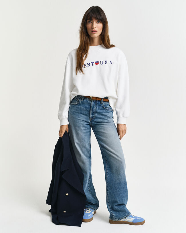 Sweatshirt com decote redondo USA Graphic Shield