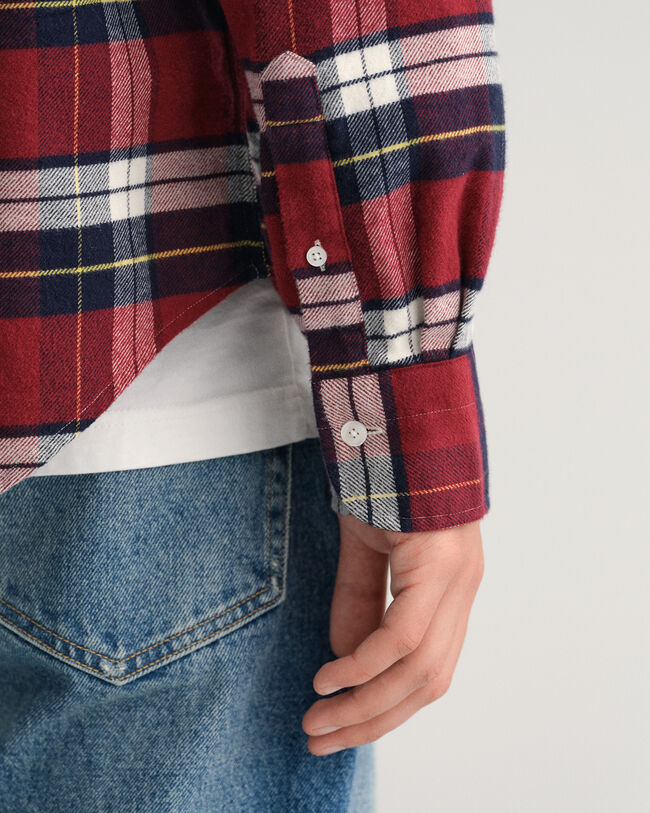 Camisa em flanela com padr&atilde;o de xadrez regular fit