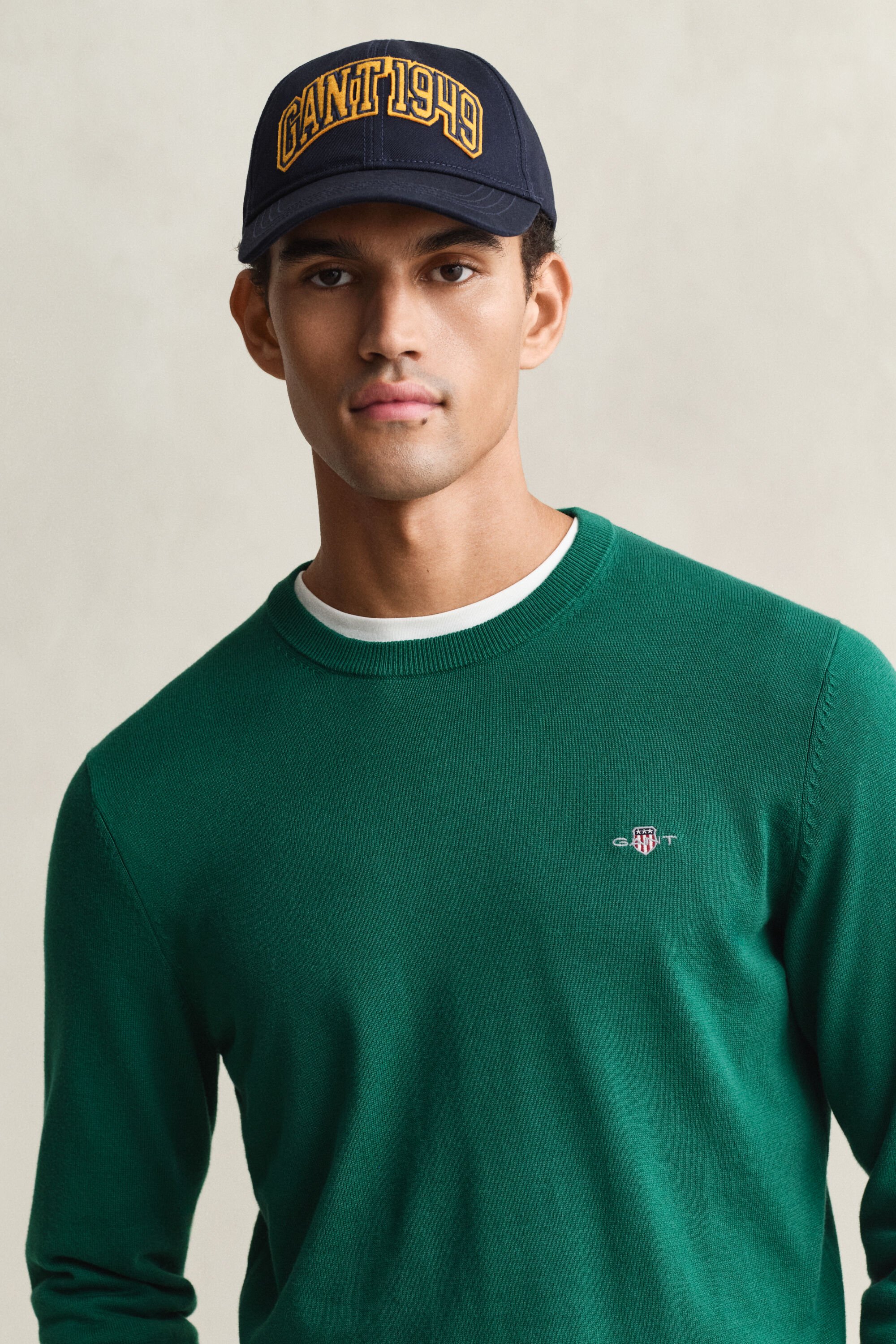 Camisola de malha com decote redondo em algodão