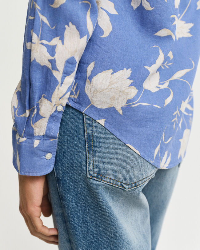 Camisa em linho com estampado floral regular fit