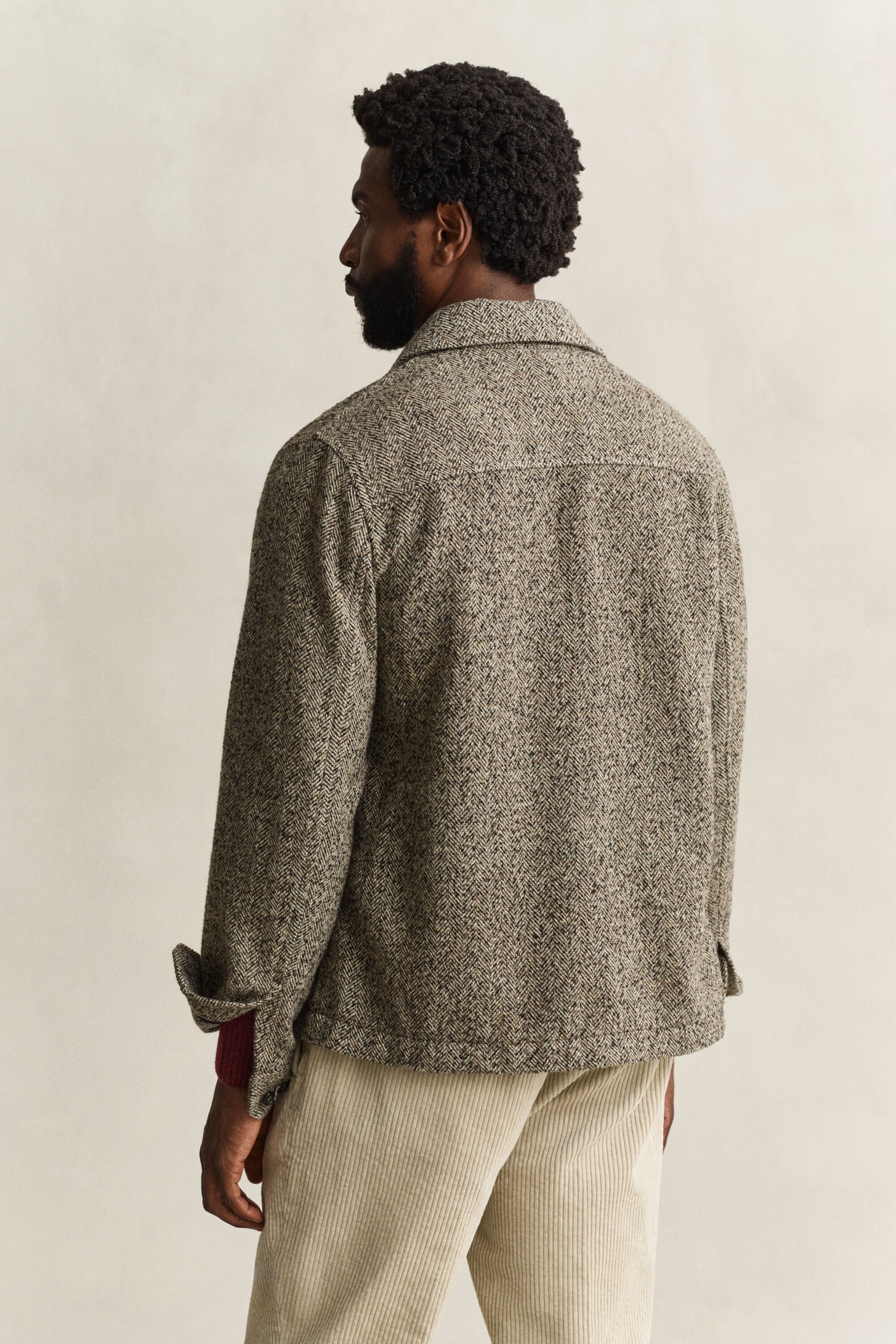 Sobrecamisa com padrão espinha de peixe