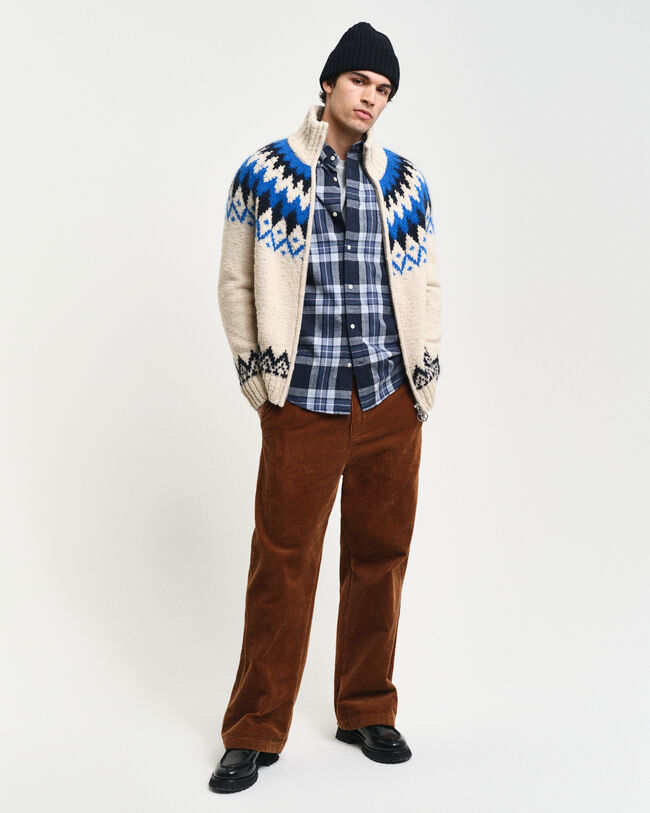 Casaco de malha com fecho de correr Jacquard