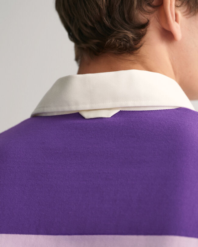 Rugger de manga curta às riscas em bloco Retro