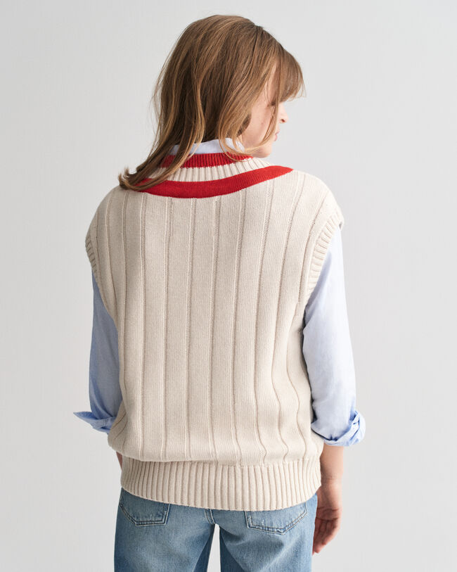 Colete com decote em V contrastante